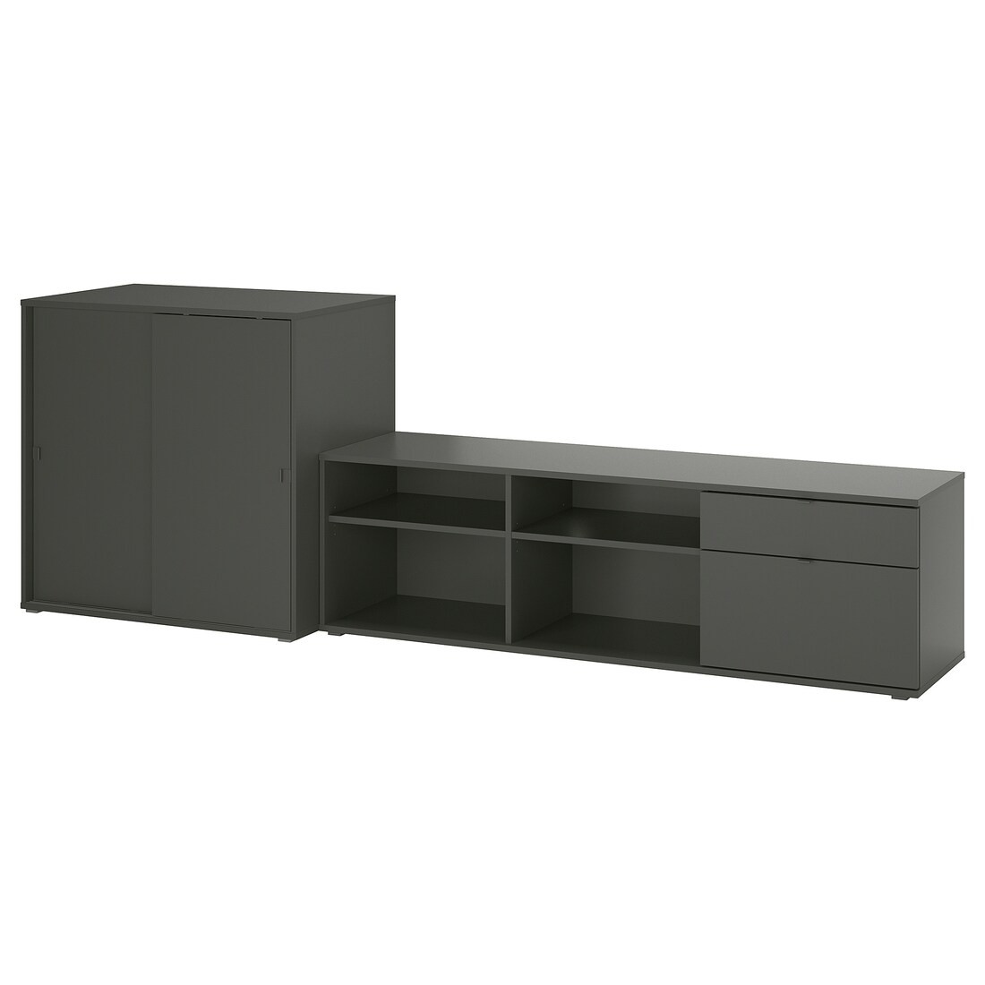 IKEA VIHALS Комбинация для хранения / под ТВ, темно-серый, 275x47x90 см 39521155 395.211.55