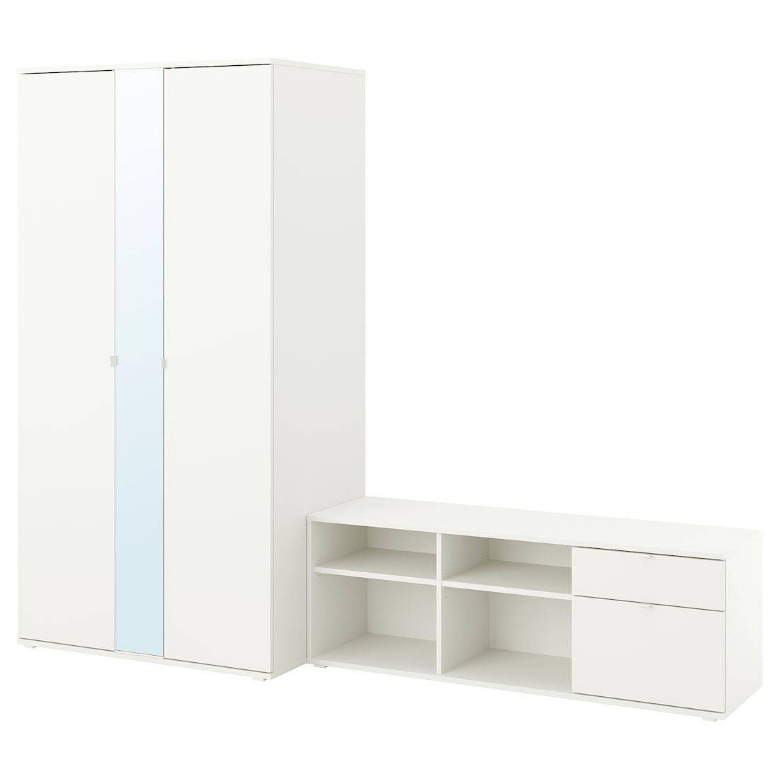 IKEA VIHALS Комбинация гардероб со скамьей, белый, 251x57x200 cм 19442197 194.421.97