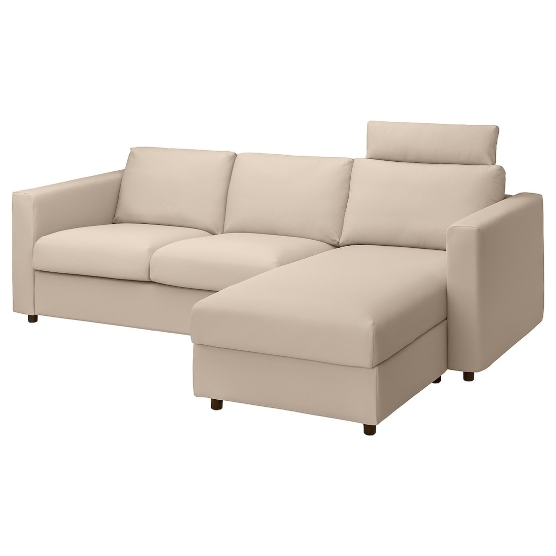 IKEA VIMLE ВИМЛЕ 3-местный диван с козеткой, с подголовником / Hallarp бежевый 49399121 493.991.21