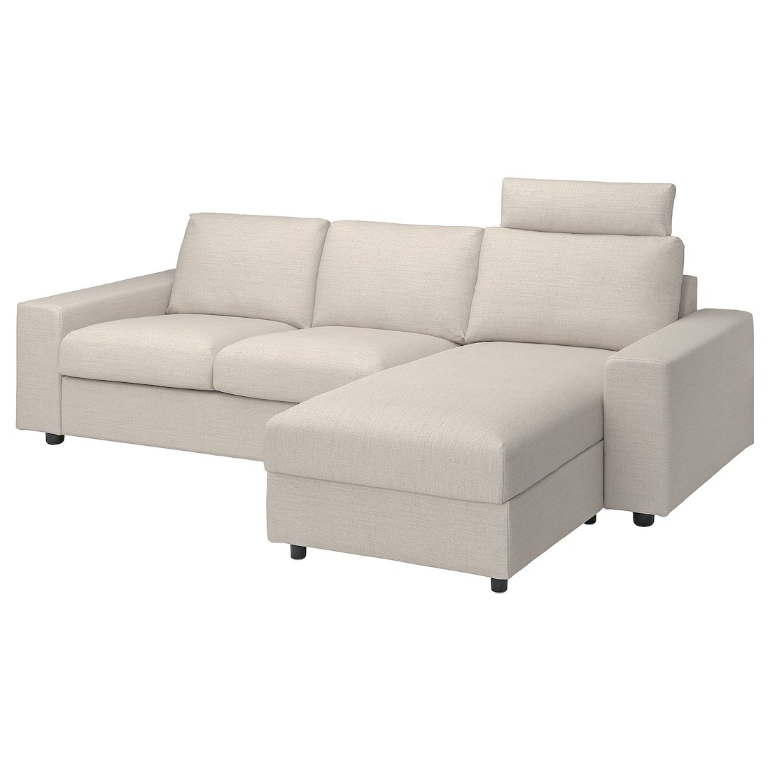 IKEA VIMLE ВИМЛЕ 3-местный диван с козеткой, с подголовником с широкими подлокотниками / Gunnared бежевый 69401302 | 694.013.02