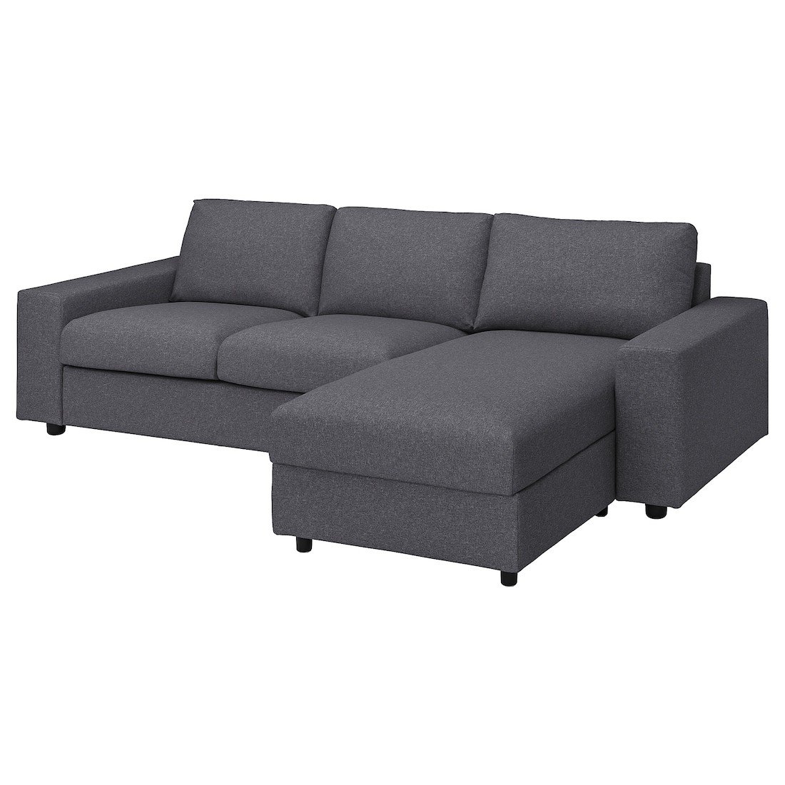 IKEA VIMLE ВИМЛЕ Чехол на 3-местный диван с козеткой, с широкими подлокотниками Gunnared / средне-серый 89401136 | 894.011.36