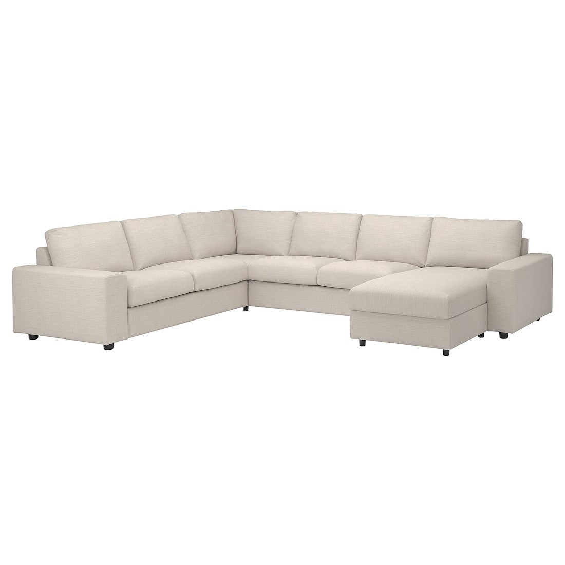 IKEA VIMLE ВИМЛЕ Угловой диван 5-местный с козеткой, с широкими подлокотниками / Gunnared бежевый 09401828 | 094.018.28
