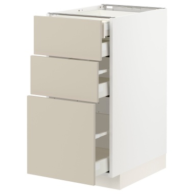 METOD / MAXIMERA Нплн шк 3 фасада/2низ/1срд/1выс ящ, белый / Havstorp бежевый, 40x60 см