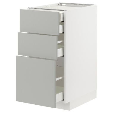 METOD / MAXIMERA Нплн шк 3 фасада/2низ/1срд/1выс ящ, белый / Havstorp светло-серый, 40x60 см