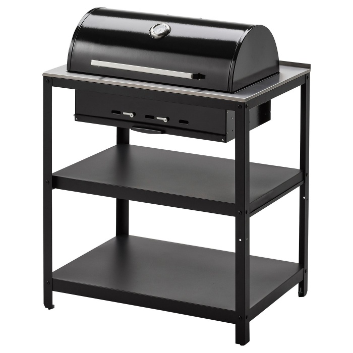 GRILLSKÄR Мангал на вугіллі, чорний / нержавіюча сталь для саду, 86x61 см