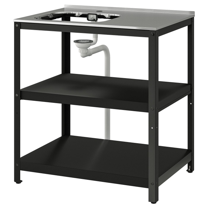 GRILLSKÄR Вузол для мийки, чорний / нержавіюча сталь для саду, 86x61 см