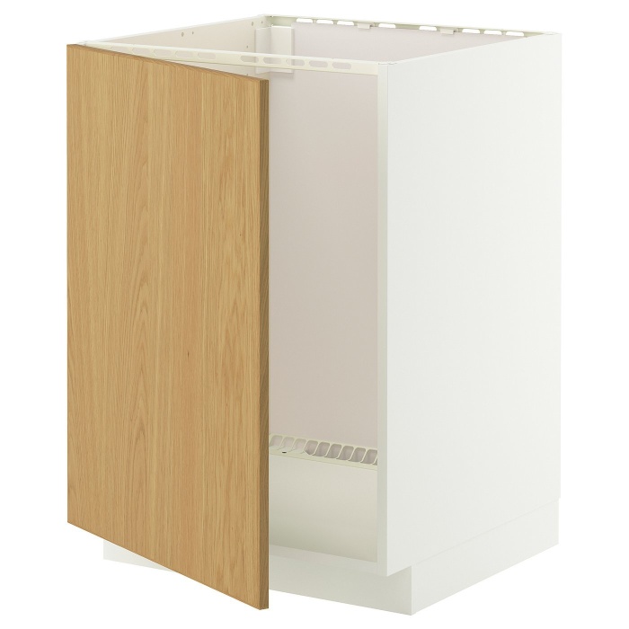 METOD МЕТОД Підлогова шафа для мийки, білий / дубовий шпон Сінарп, 60x60 см