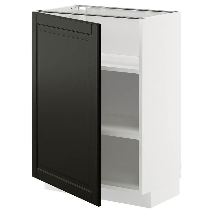 METOD МЕТОД Підлогова шафа з полицями, білий / Бодбін чорний, 60x37 см