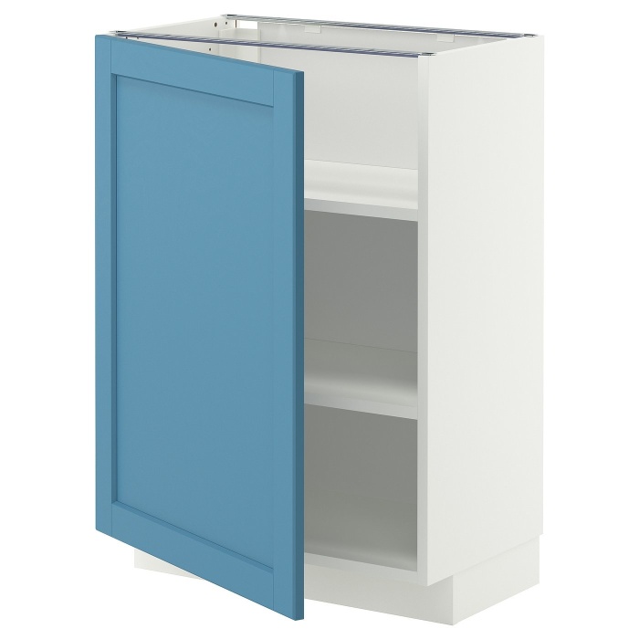 METOD Напольный шкаф с полками, Белый / Лерхюттан синий, 60x37 см
