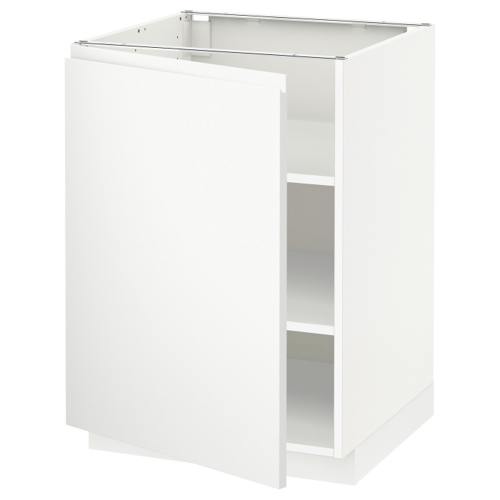 METOD МЕТОД Підлогова шафа з полицями, білий / Voxtorp матовий білий, 60x60 см