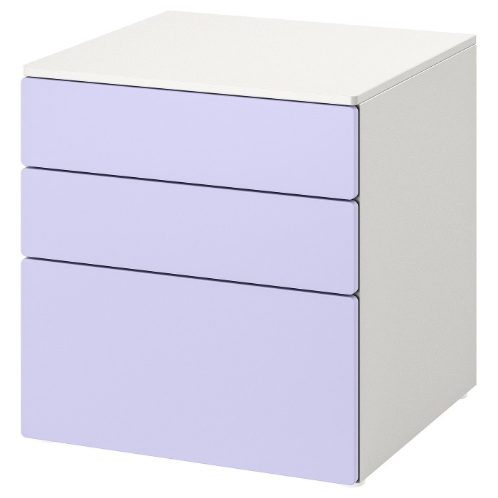SMÅSTAD СМОСТАД / PLATSA ПЛАТСА Комод із 3 шухлядами, білий / бузковий, 60x57x63 см