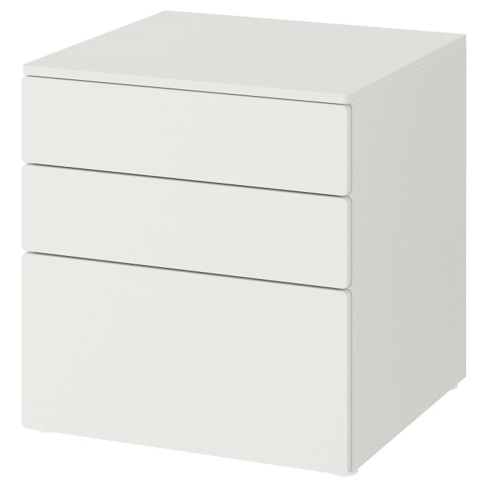 SMÅSTAD СМОСТАД / PLATSA ПЛАТСА Комод із 3 шухлядами, білий/білий, 60x57x63 см