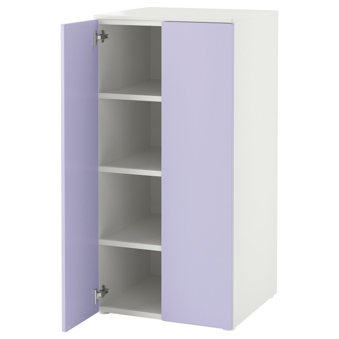 SMÅSTAD СМОСТАД / PLATSA ПЛАТСА Гардероб, білий бузковий/з 3 полицями, 60x57x123 см