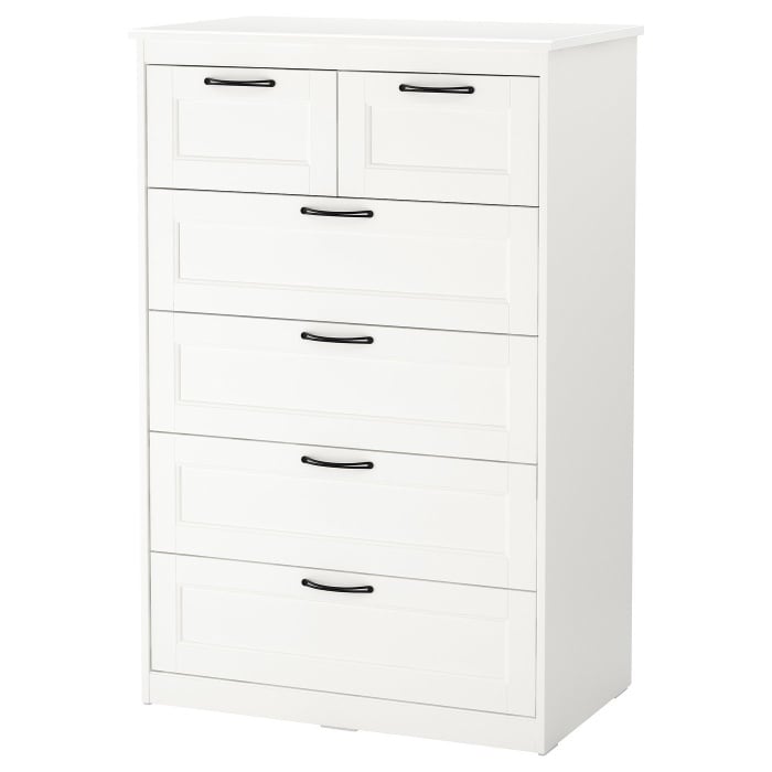 SONGESAND СОНГЕСАНД Комод із 6 шухлядами, білий, 82x126 см