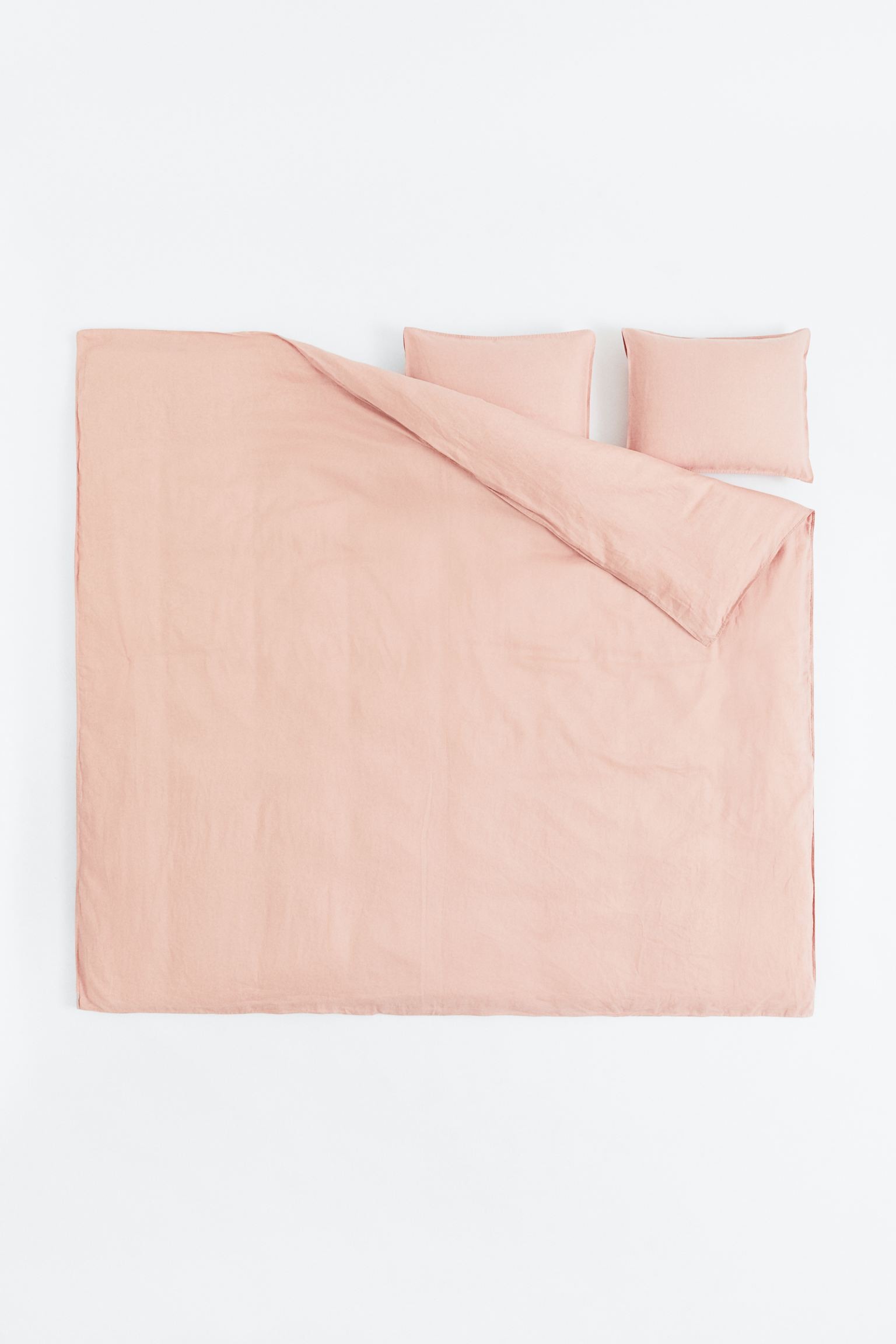Двуспальное льняное постельное белье, Розовый, 200x200 + 50x60