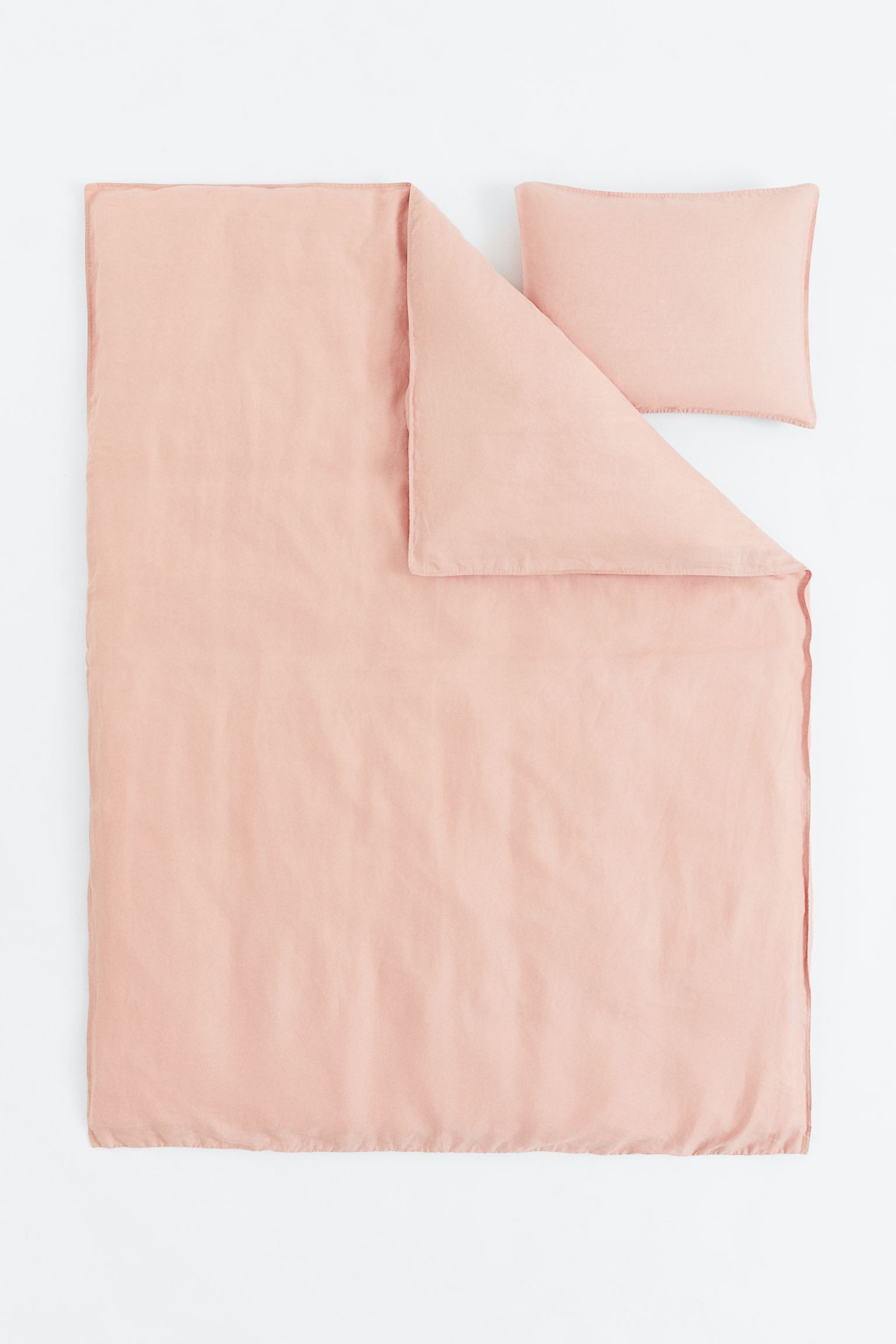 Односпальное льняное постельное белье, Розовый, 150x200 + 50x60