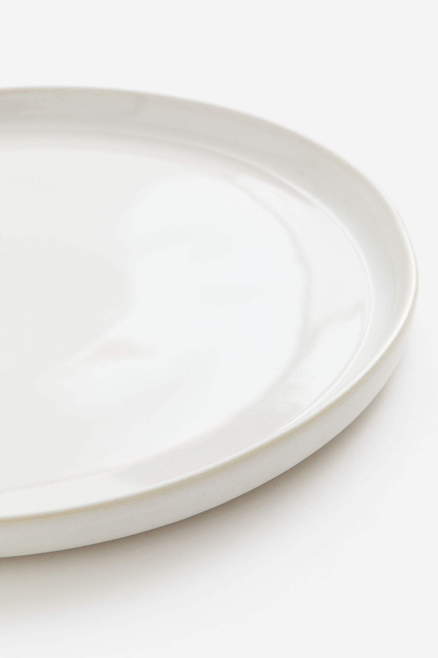Большая керамическая тарелка, Натуральный белый/глянцевый