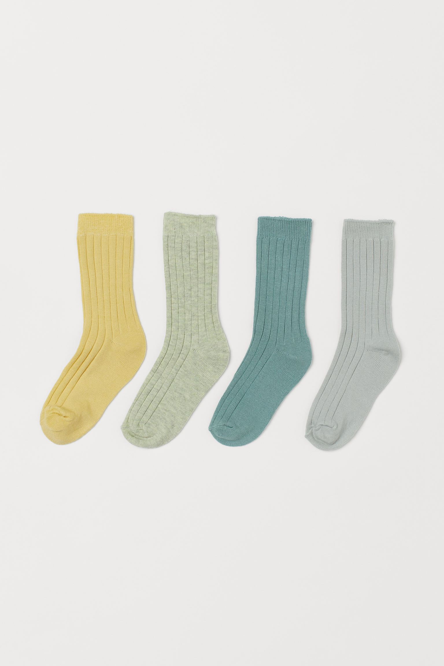Носки, 4 пары, Светло-желтый/Светло-зеленый меланж, Разные размеры