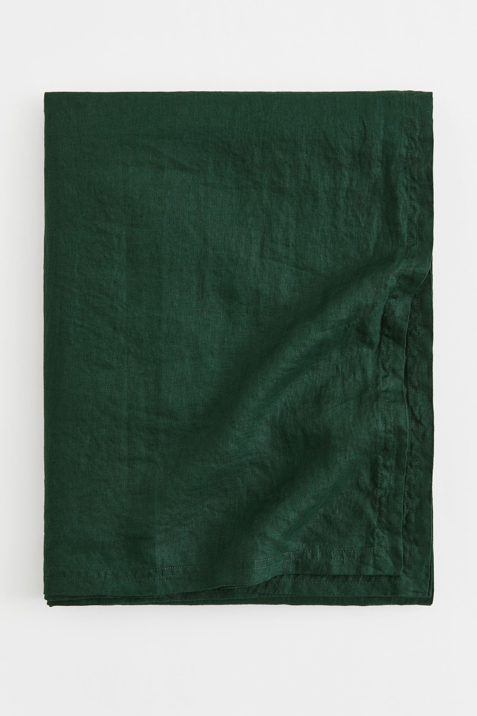 Скатерть из выстиранного льна, Темно-зеленый, 140x320