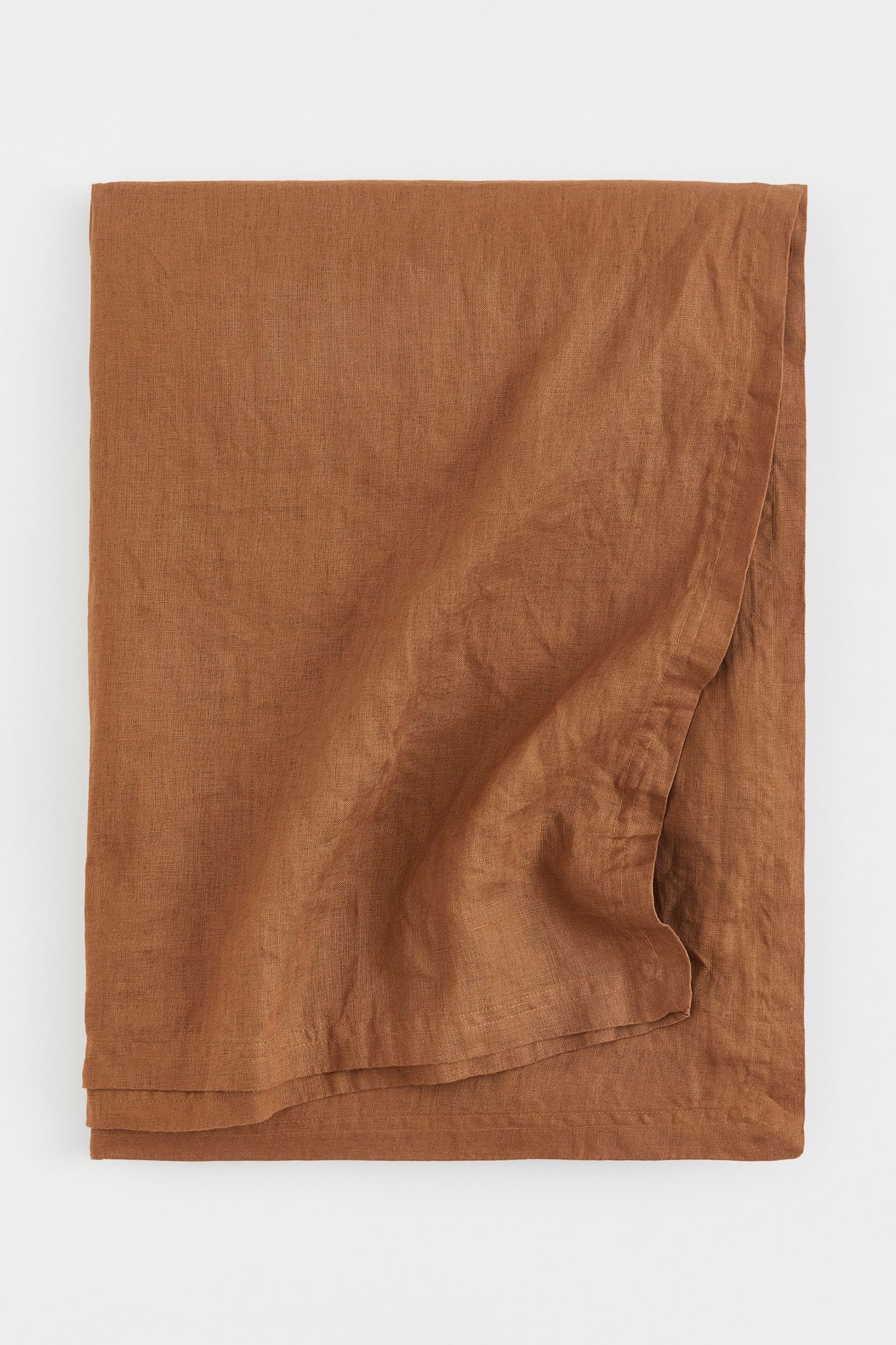 Скатерть из выстиранного льна, Коньяк коричневый, 140x320