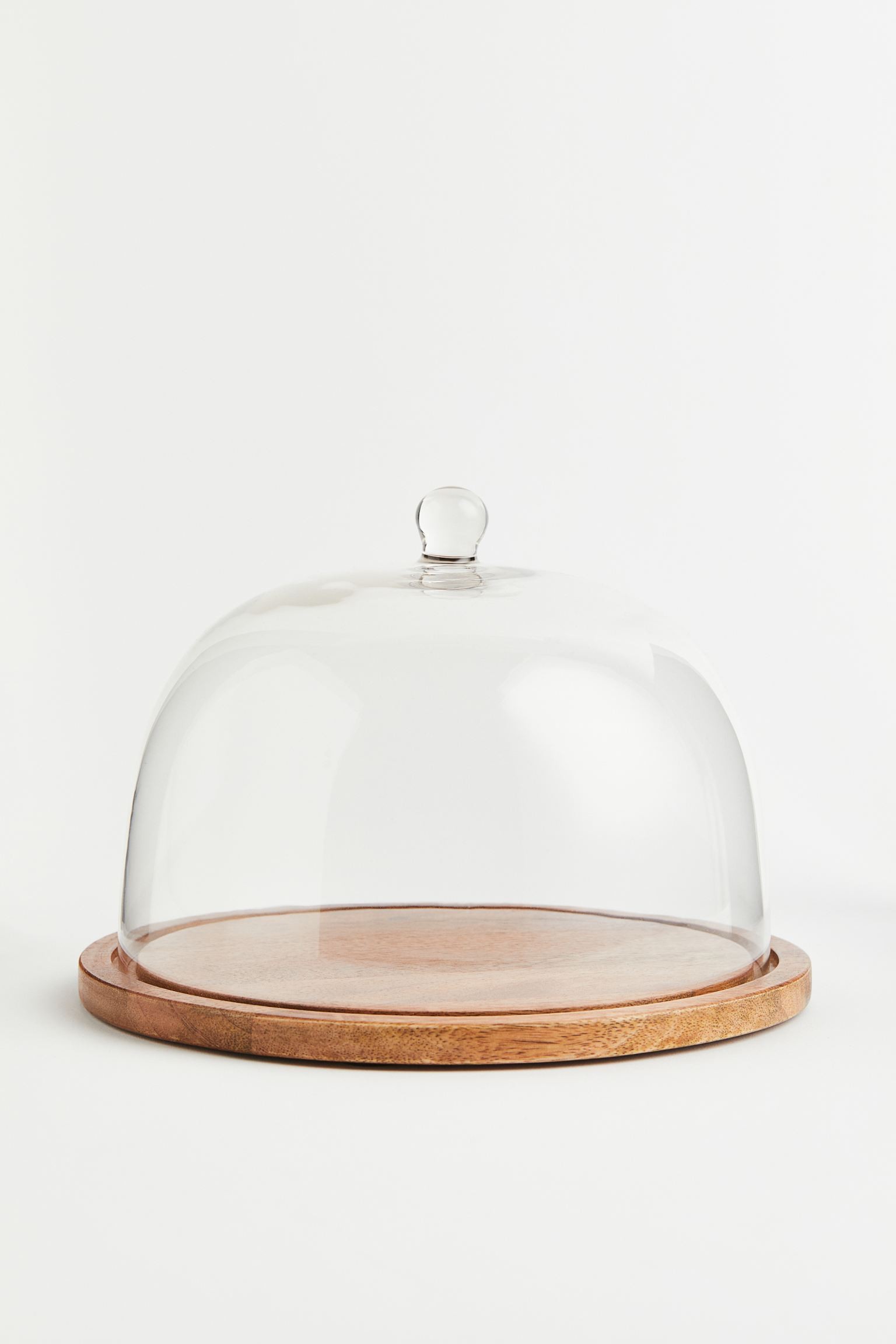 Поднос со стеклянным куполом, Прозрачное стекло/Светло-коричневый