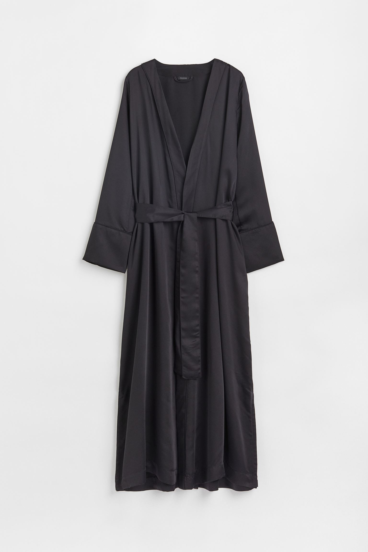 Сатиновый халат, Черный, Разные размеры