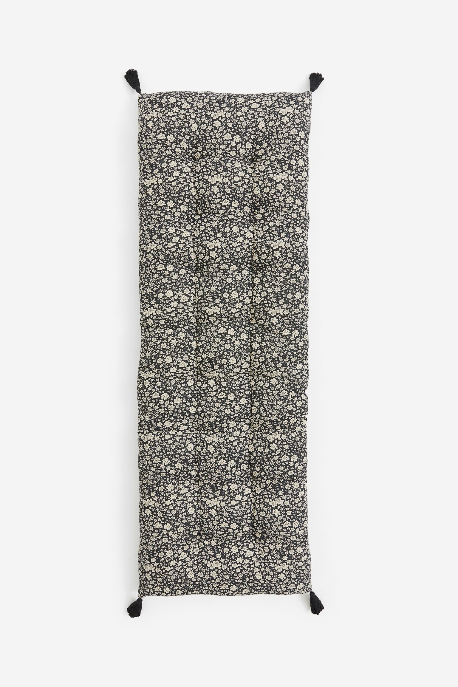 Подушка на стул, Черный/Маленькие цветы, 50x150