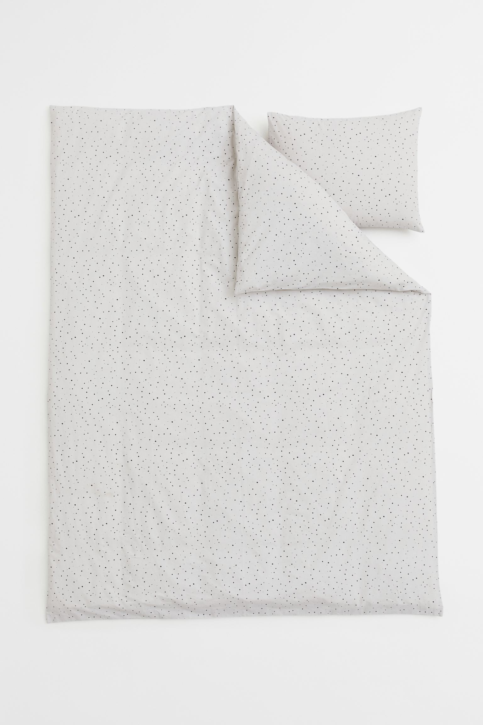 Односпальное постельное белье в узоры, Светло-серый/Точки, 150x200 + 50x60