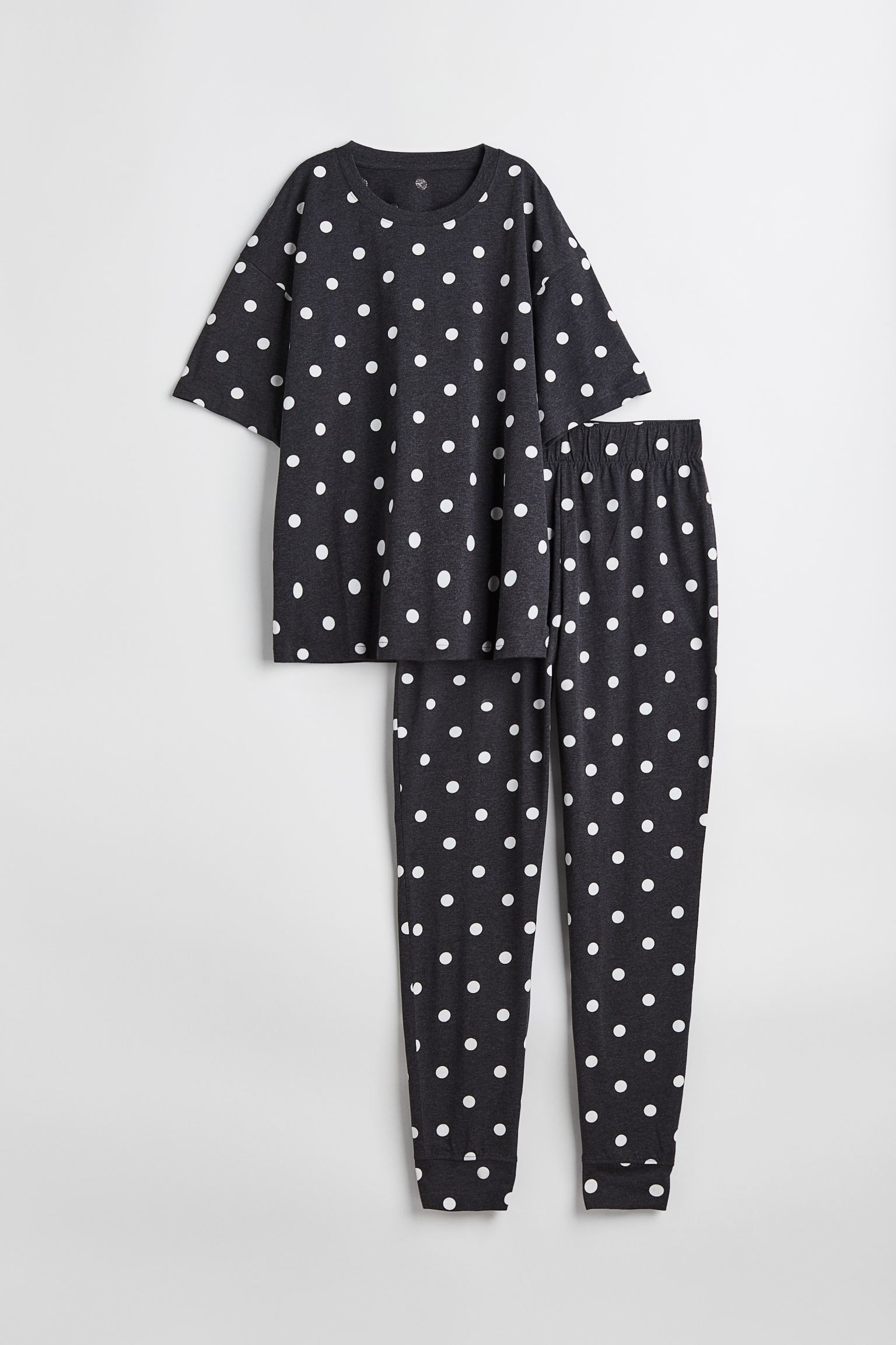 Трикотажная пижама, Темно-серый/Горошек, Разные размеры