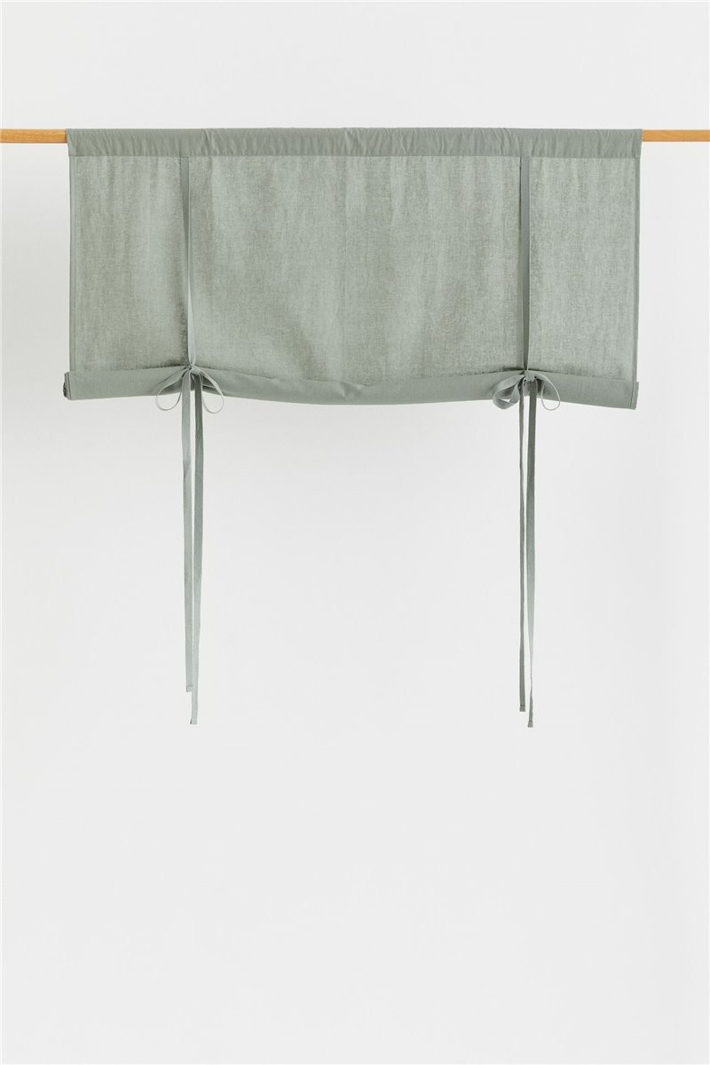 Рулонная штора со льном, зеленый шалфей, 100x130