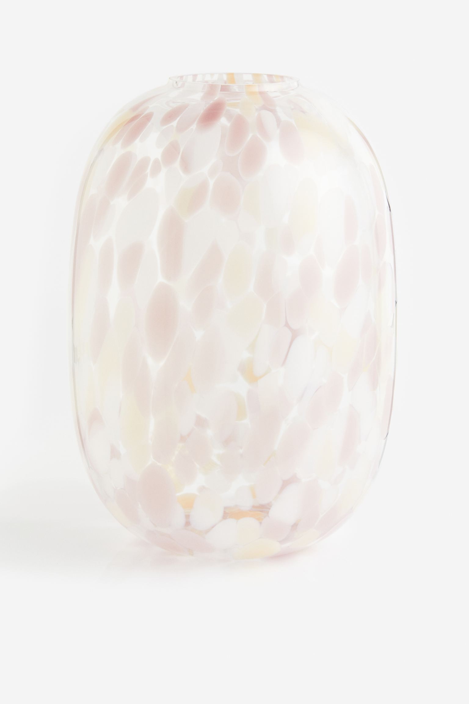 Большая стеклянная ваза с узором, Светло-розовый/Конфетти