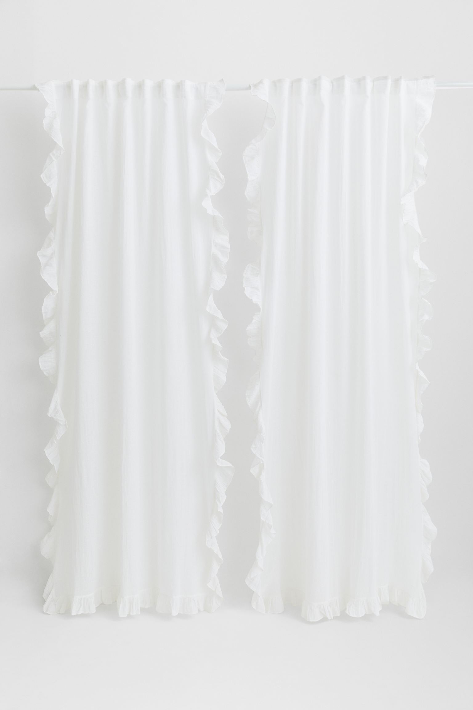 Гардина из смесовой льняной ткани, 2 шт., Белый, 120x250