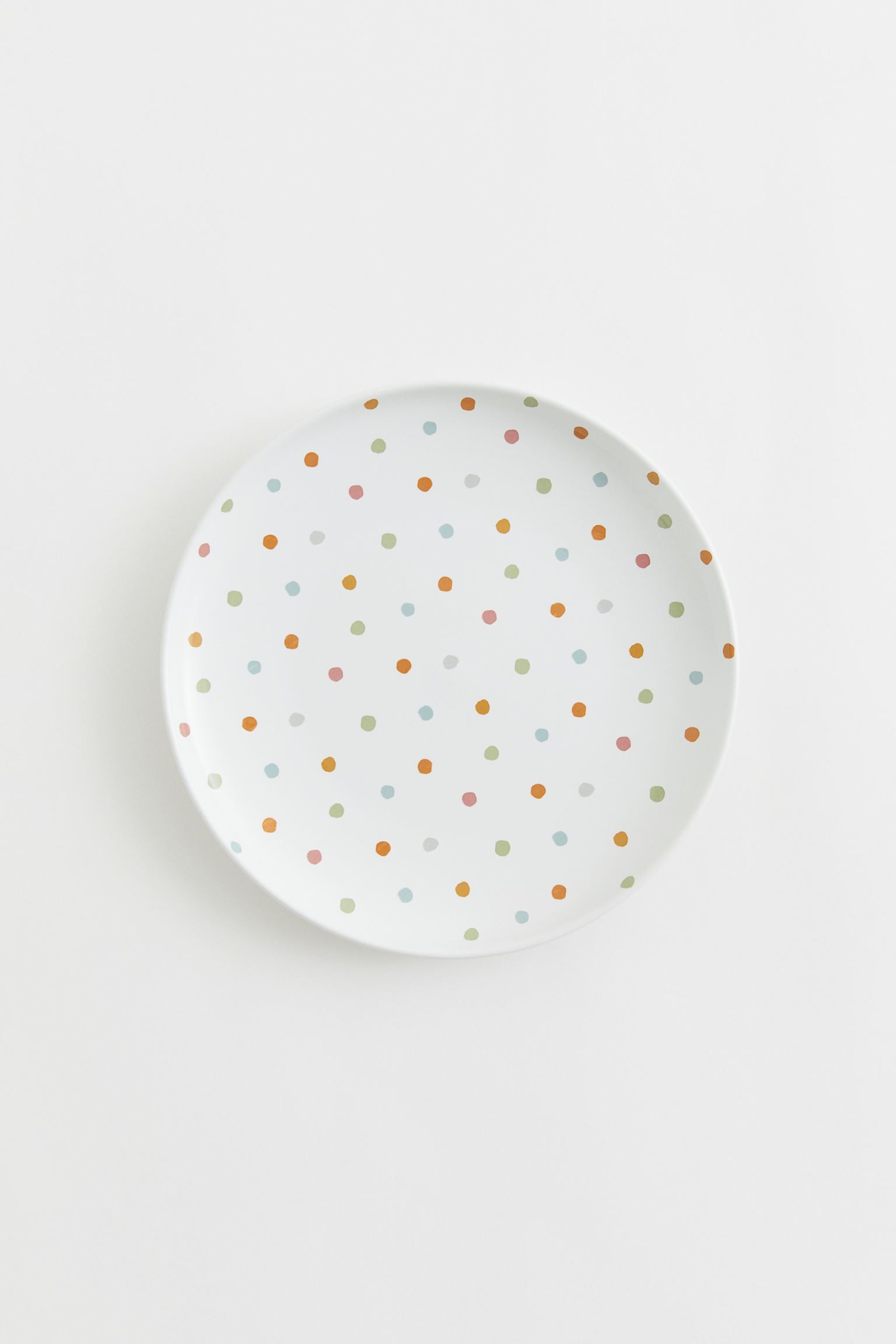 Фарфоровая тарелка в точки, Белый/Точки
