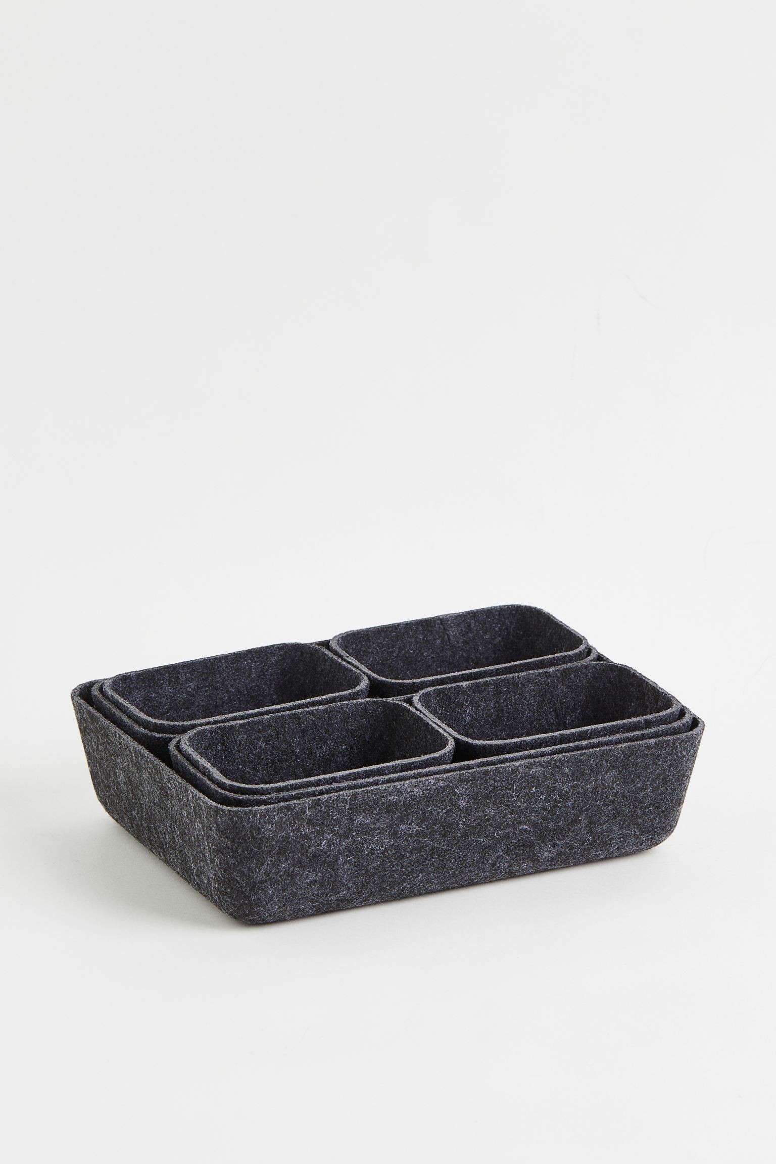 Комплект войлочных корзинок из 7 предметов, темно-серый