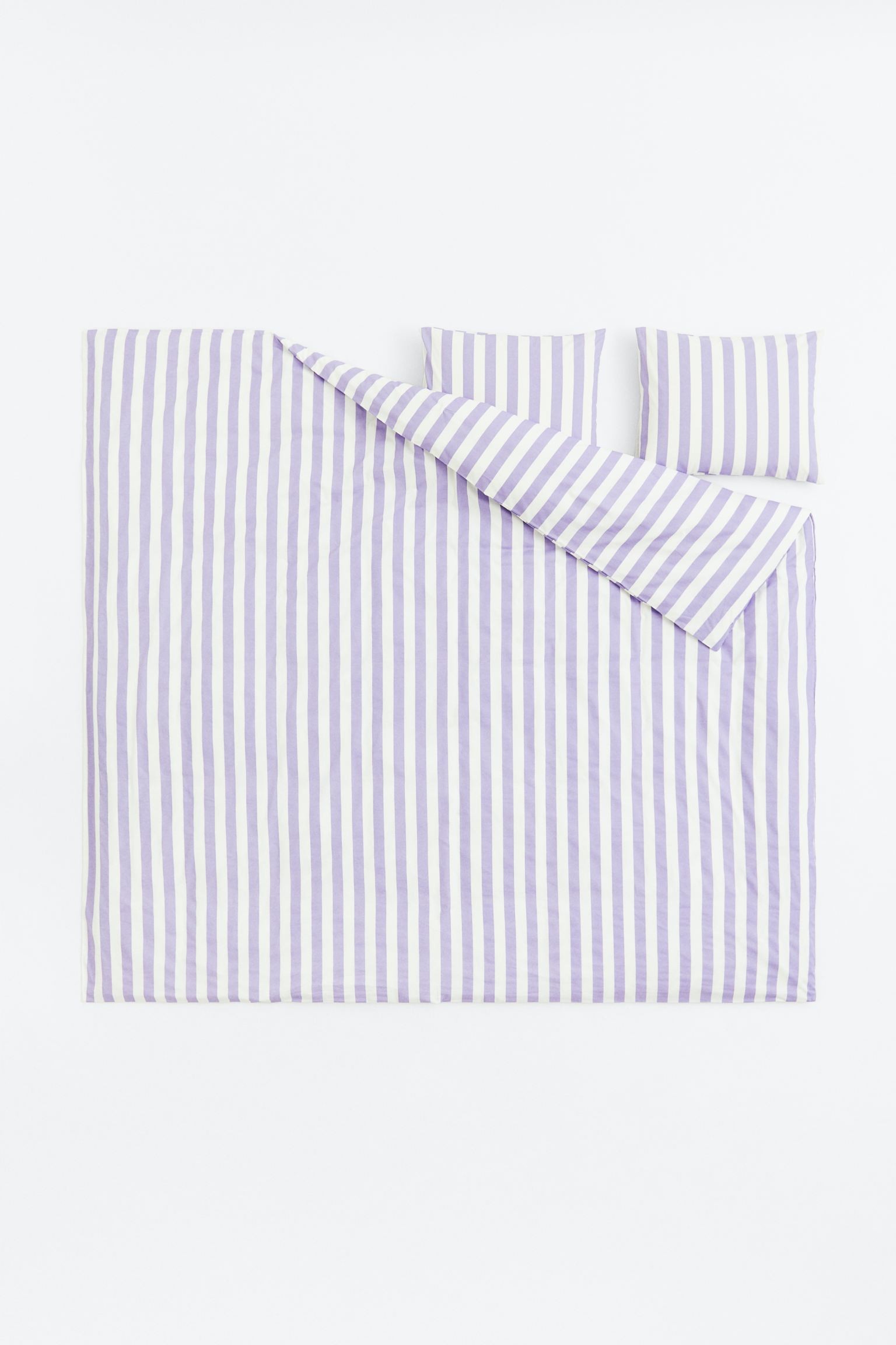Двуспальное постельное белье в полоски, Светло-фиолетовый/Полосатый, 200x200 + 50x60
