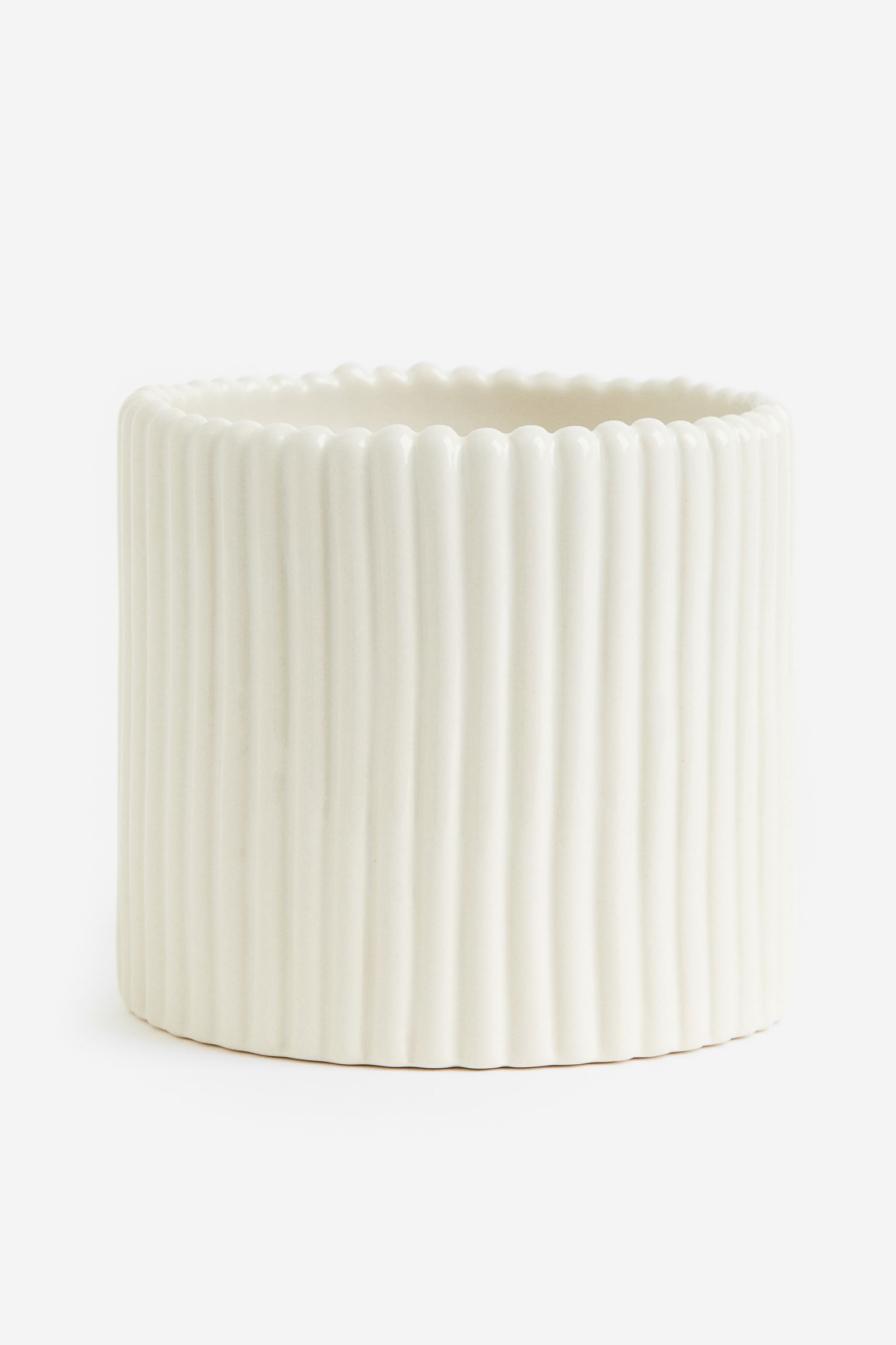 Керамическое кашпо, Натуральный белый