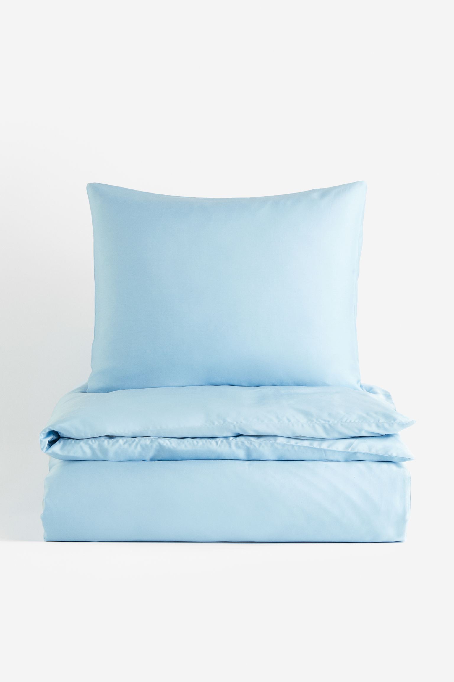 Односпальное постельное белье из сатина, Светло-синий, 150x200 + 50x60