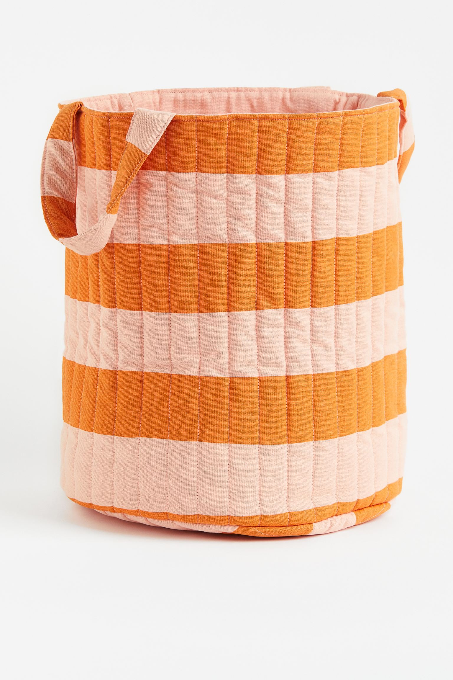Стеганая хлопковая корзина для хранения, Пудрово-розовый/оранжевый