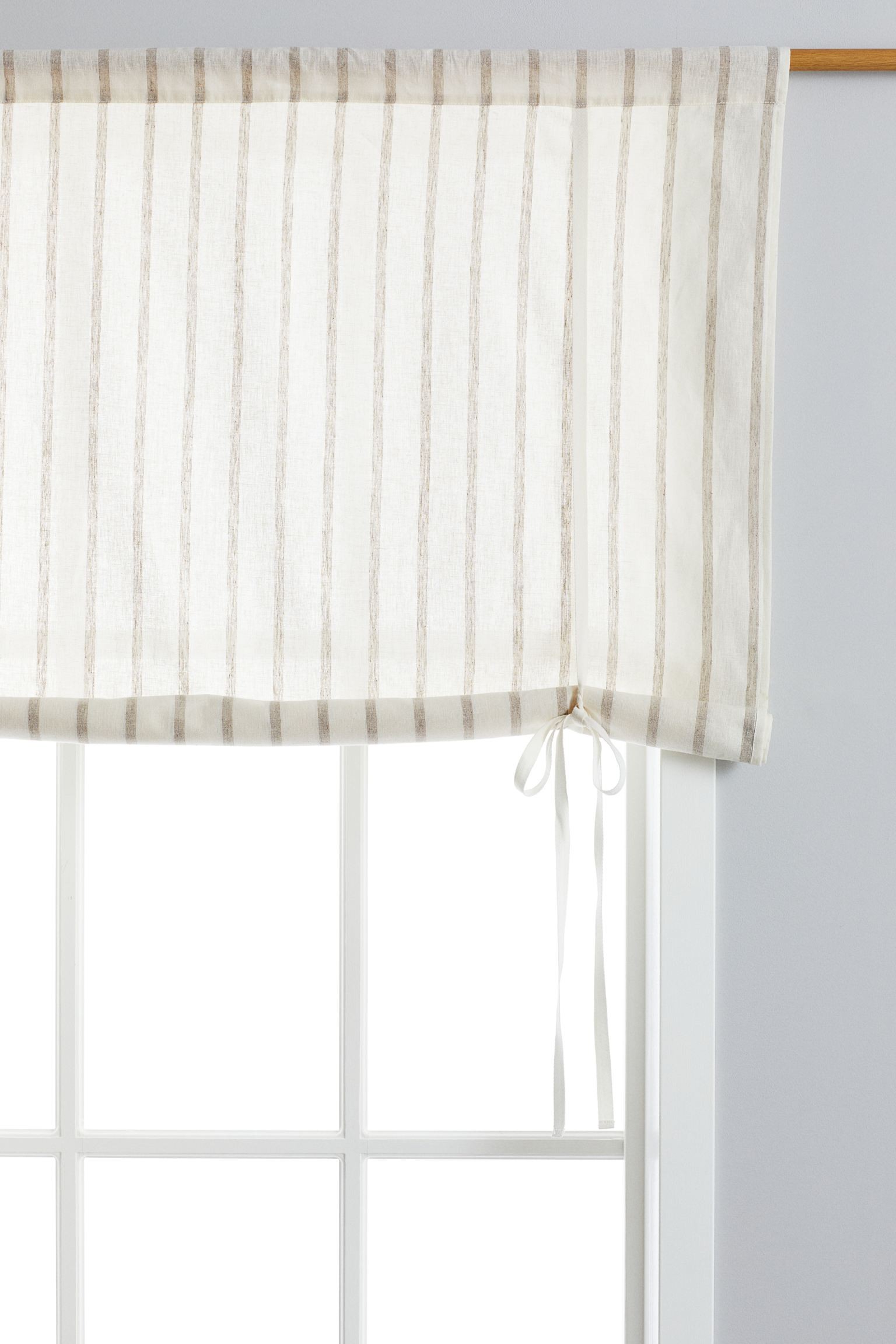 Рулонная штора из смеси льна, Белые полоски, 100x130