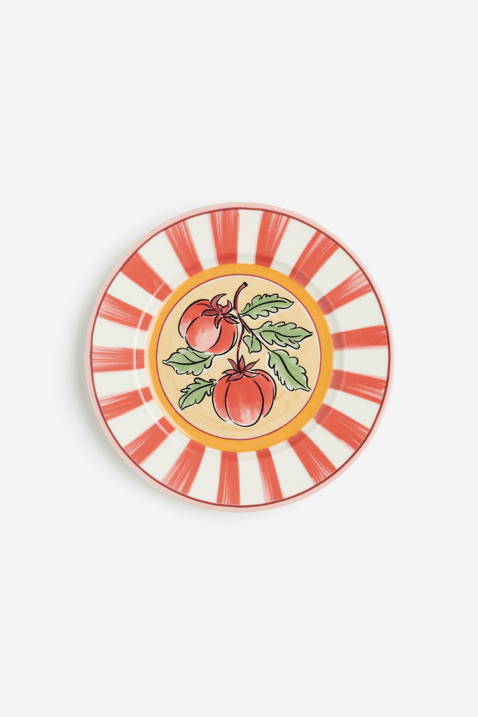 Фарфоровая тарелка среднего размера, Красный/Полосатый