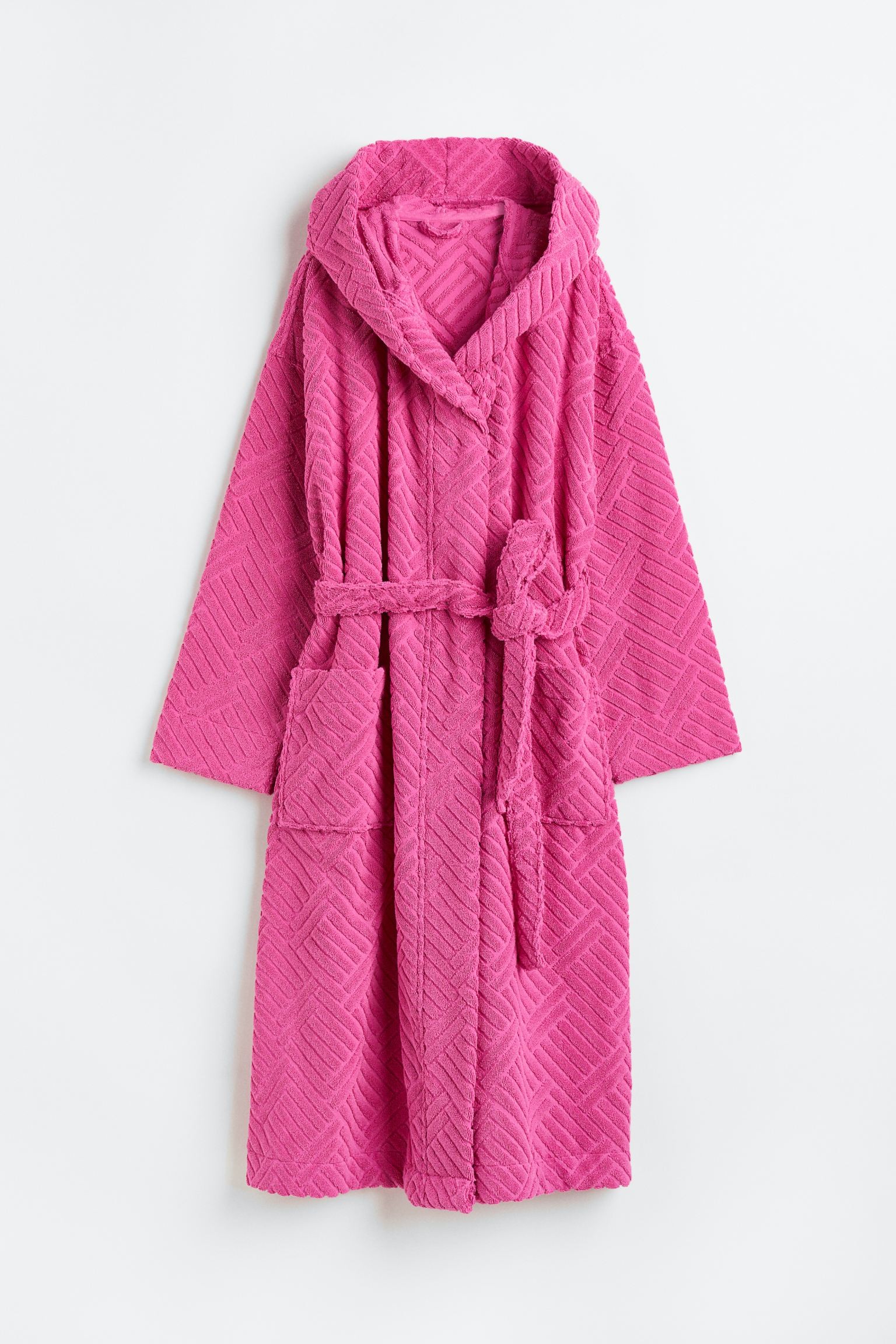 Махровый халат с капюшоном, Розовый/Узор, Разные размеры