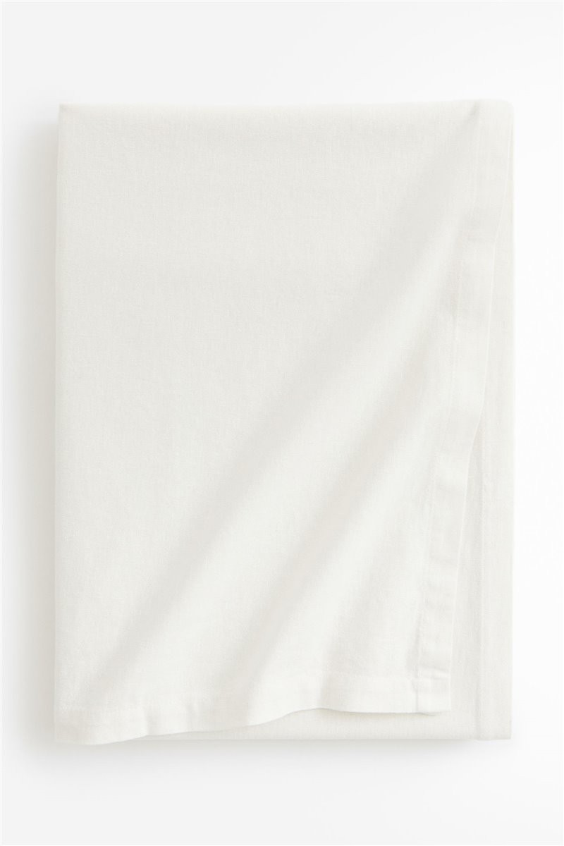 Скатерть с примесью льна, Белый, 140x320