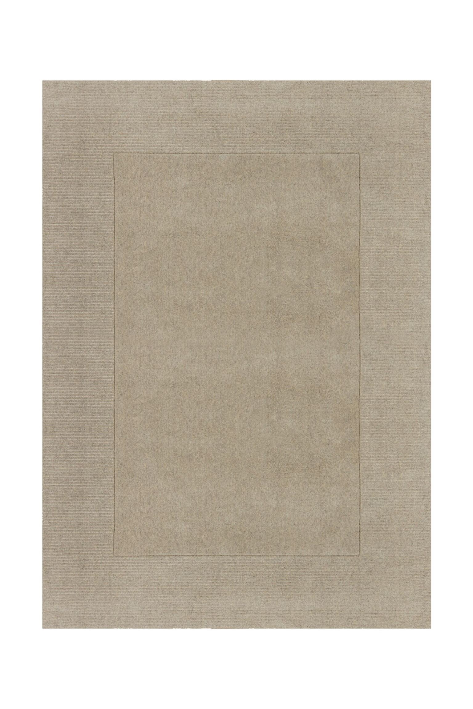 Текстурированный шерстяной ковер с каймой - натуральный