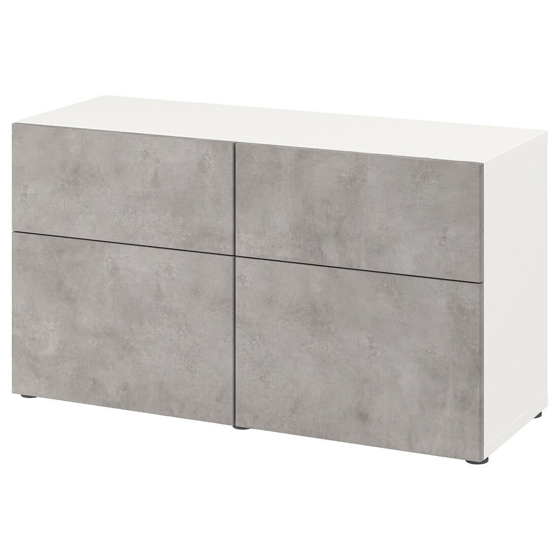 BESTÅ БЕСТО Комбинация для хранения с дверцами / ящиками, белый Kallviken / светло-серый имитация бетона, 120x42x65 см