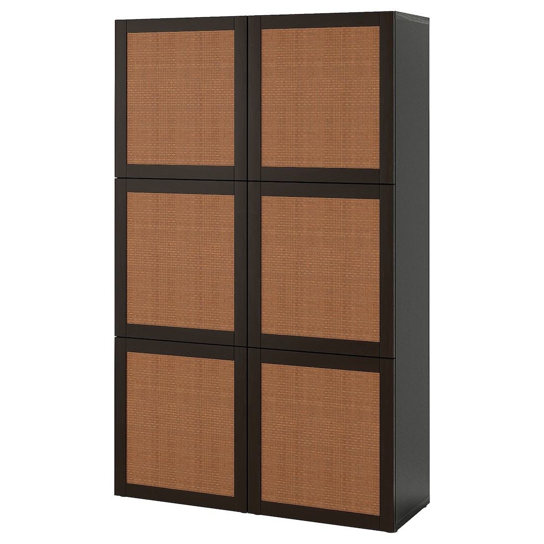 BESTÅ БЕСТО Комбинация для хранения с дверцами, черно-коричневый Studsviken / темно-коричневый плетеный тополь, 120x42x193 см