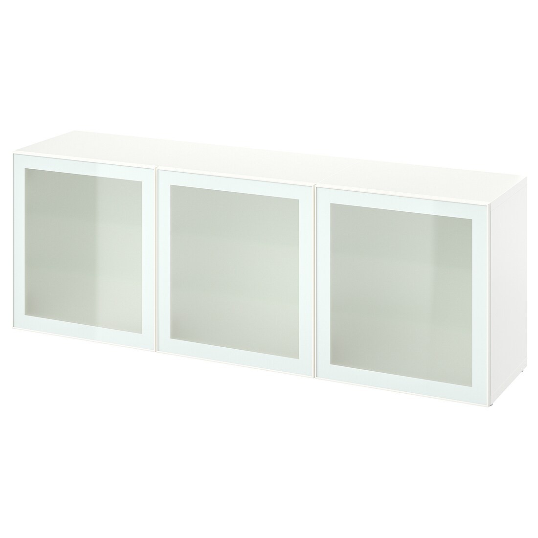 BESTÅ БЕСТО Комбинация для хранения с дверцами, белый Glassvik / белый / салатовый прозрачное стекло, 180x42x65 см