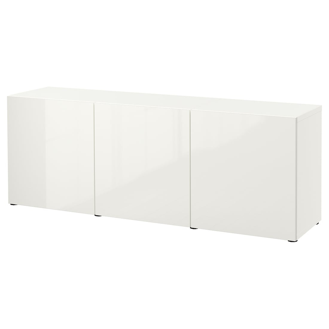 BESTÅ БЕСТО Комбинация для хранения с дверцами, белый / Selsviken глянцевый / белый, 180x42x65 см