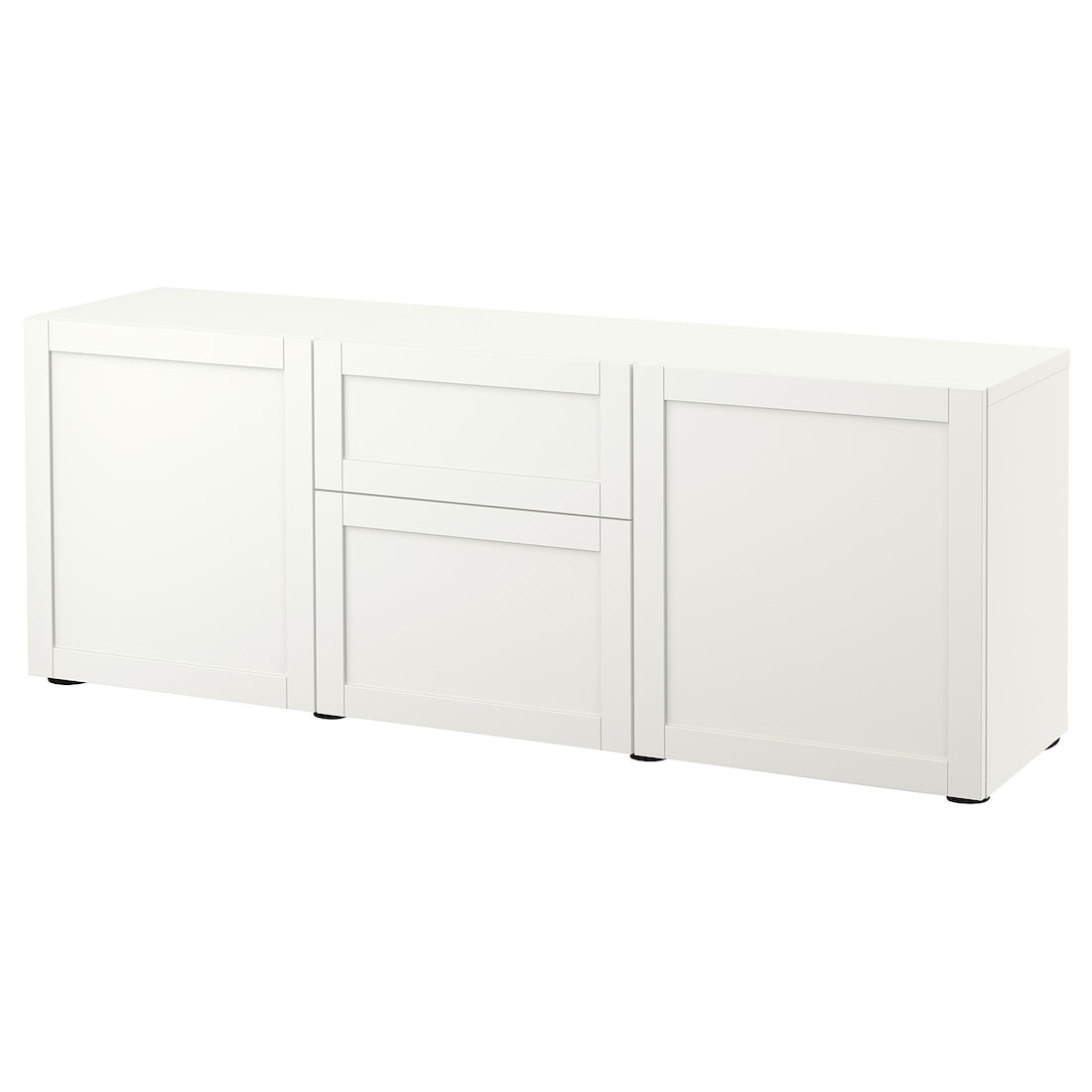BESTÅ БЕСТО Комбинация для хранения с ящиками, белый / Hanviken белый, 180x42x65 см