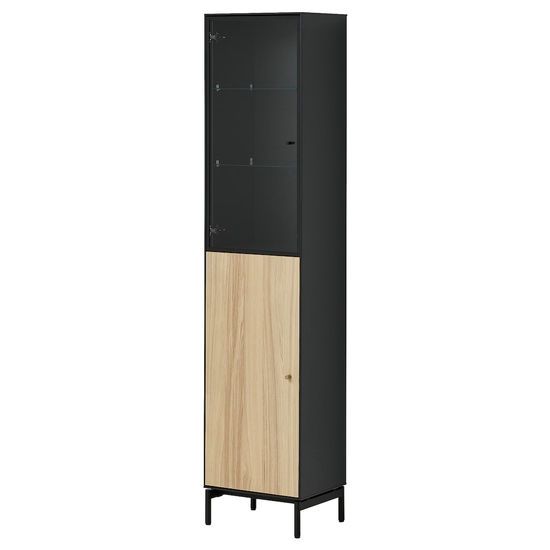 BOASTAD Шкаф высокий, чёрный / глазчатый дуб, 41x185 см