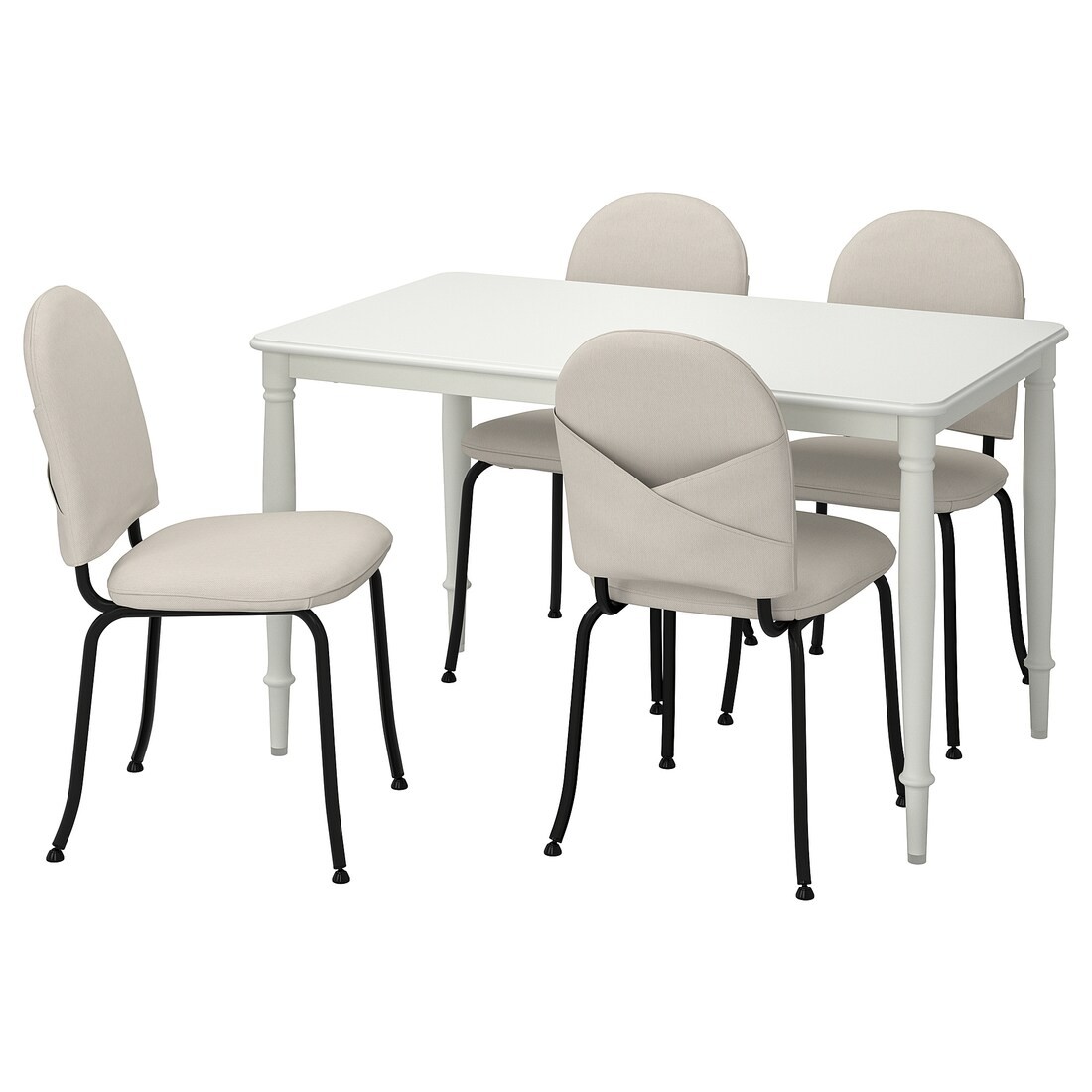 DANDERYD / EBBALYCKE Стол и 4 стула, белый / Idekulla бежевый, 130 см